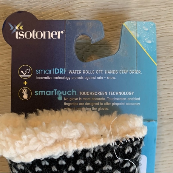 Isotoner Black and Red Knit Mittens - Picture 5 of 7
